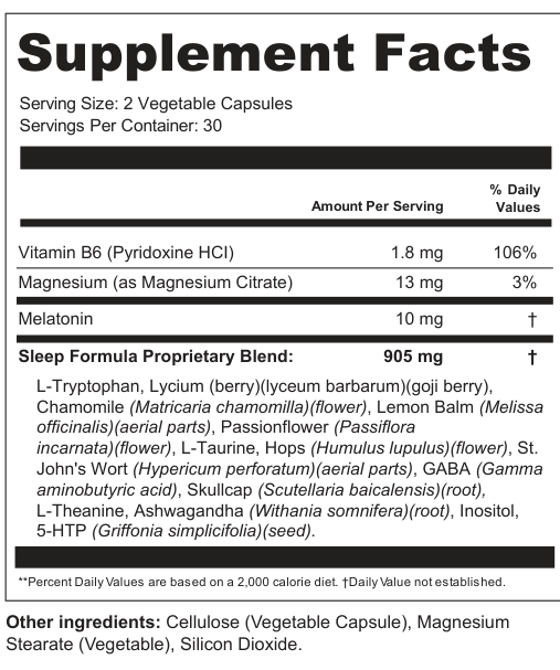 Supplement Facts for DreamForge